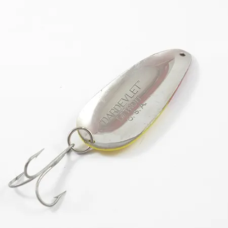 Vintage Eppinger Dardevle Dardevlet , 3/4oz Red / Yellow / Nickel fishing spoon #2690