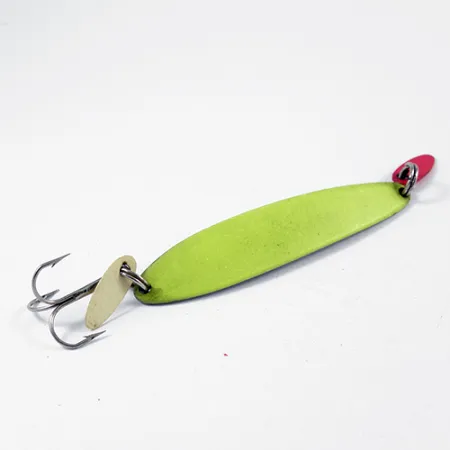 Vintage Bay de Noc Swedish pimple UV, 3/4oz Nickel / Chartreuse UV Glow in UV light, Fluorescent fishing spoon #2706