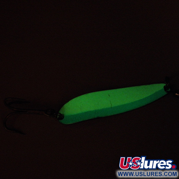 Vintage  Luhr Jensen Krocodile Die #4 Glow, 1/2oz Blue / White / Nickel, Glow in Dark fishing spoon #2707