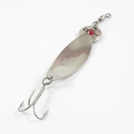 Vintage One Eye Wiggler Lucky Strike, 1/2oz Nickel / Red Eye fishing spoon #2709