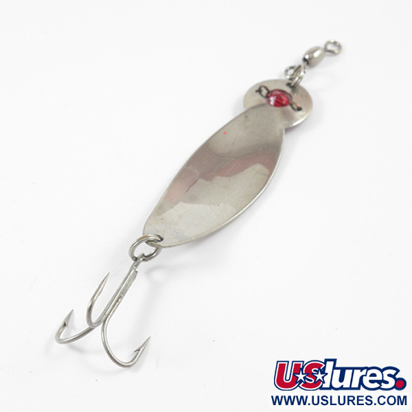 Vintage   One Eye Wiggler Lucky Strike, 1/2oz Nickel / Red Eye fishing spoon #2709