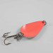 Vintage  Acme K.O. Wobbler UV, 3/4oz Nickel / Fluorescent Red (Glow in UV light, Fluorescent) fishing spoon #2718