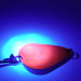 Vintage  Acme K.O. Wobbler UV, 3/4oz Nickel / Fluorescent Red (Glow in UV light, Fluorescent) fishing spoon #2718