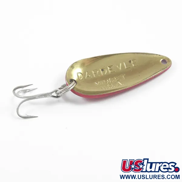 Vintage  Eppinger Dardevle Midget, 3/16oz Red / White / Brass fishing spoon #2727