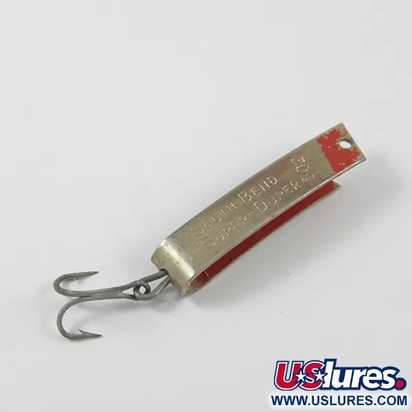 Vintage  South Bend Super-Duper 502, 3/32oz Gold / Red fishing spoon #2746