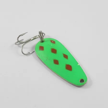 Vintage Blue Fox Tor-P-Do, 1/2oz Green / Red / Nickel fishing spoon #2757