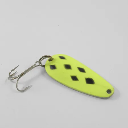 Vintage Blue Fox Tor-P-Do, 1/2oz Five of diamonds (Yellow / Black / Nickel) fishing spoon #2758