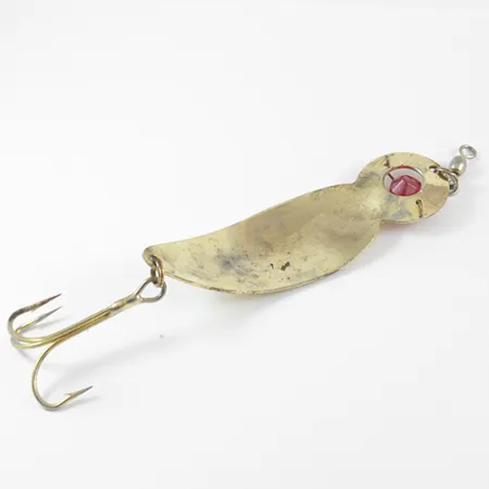 Vintage One Eye Wiggler Lucky Strike, 1oz Gold / Red Eye fishing spoon #2759
