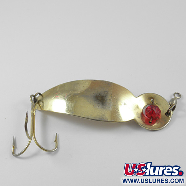Vintage   One Eye Wiggler Lucky Strike, 1oz Gold / Red Eye fishing spoon #2759