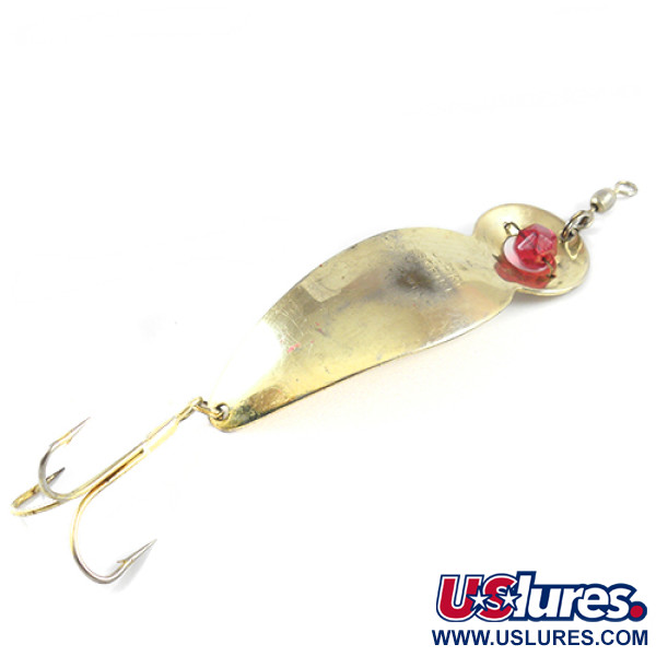 Vintage   One Eye Wiggler Lucky Strike, 1oz Gold / Red Eye fishing spoon #2759