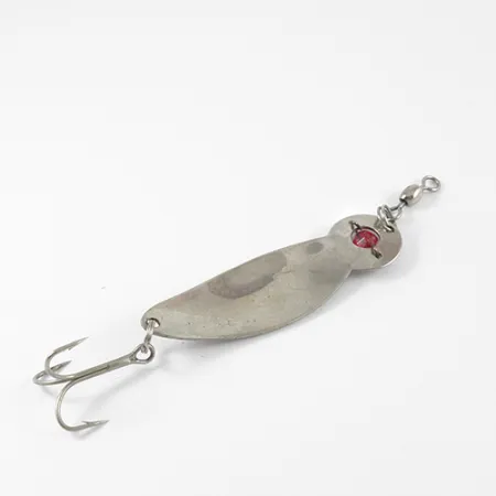 Vintage One Eye Wiggler Lucky Strike, 1/2oz Nickel / Red Eye fishing spoon #2761