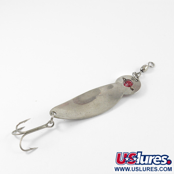 Vintage   One Eye Wiggler Lucky Strike, 1/2oz Nickel / Red Eye fishing spoon #2761