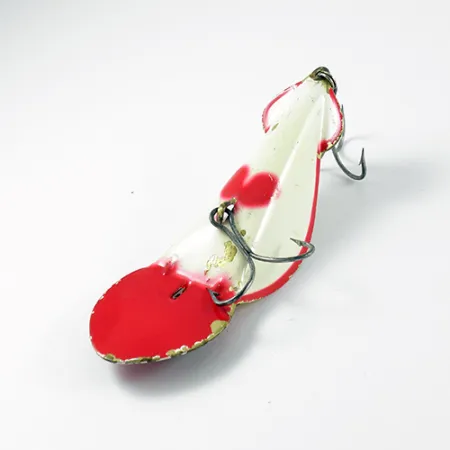 Vintage Buck Perry spoonplug, 3/4oz Red / White fishing spoon #2762