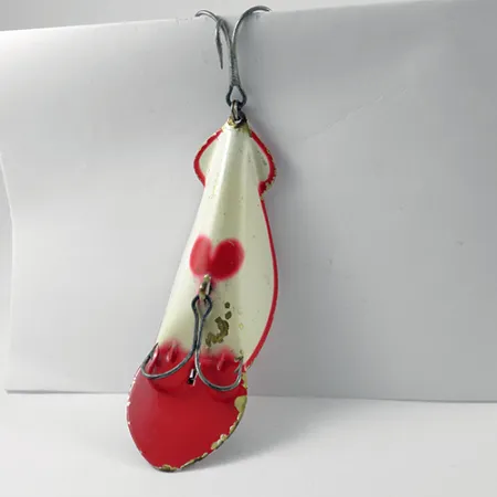 Vintage Buck Perry spoonplug, 3/4oz Red / White fishing spoon #2762