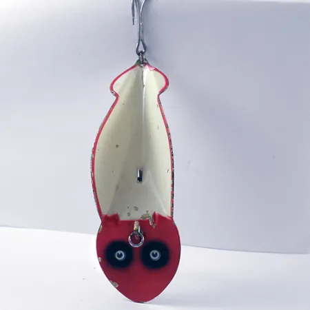 Vintage Buck Perry spoonplug, 3/4oz Red / White fishing spoon #2762