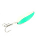 Vintage  Seneca Little Cleo (Hula Girl) Glow, 3/4oz Glow in Dark (White / Green / Nickel) fishing spoon #2766