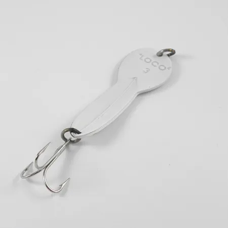Vintage Glen Evans Loco 3, 3/5oz White / Hologram fishing spoon #2771