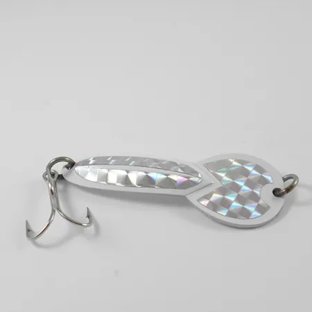 Vintage Glen Evans Loco 3, 3/5oz White / Hologram fishing spoon #2771