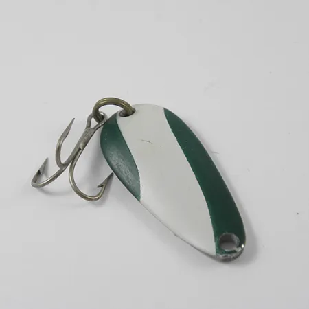 Vintage Nebco Tor-P-Do, 1/3oz Green / White / Nickel fishing spoon #2773