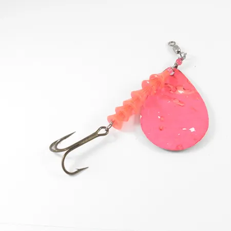 Vintage Luhr Jensen Dave Davis, 3/5oz Fluorescent Pink / Hammered Nickel spinning lure #2776