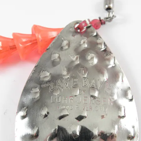 Vintage Luhr Jensen Dave Davis, 3/5oz Fluorescent Pink / Hammered Nickel spinning lure #2776