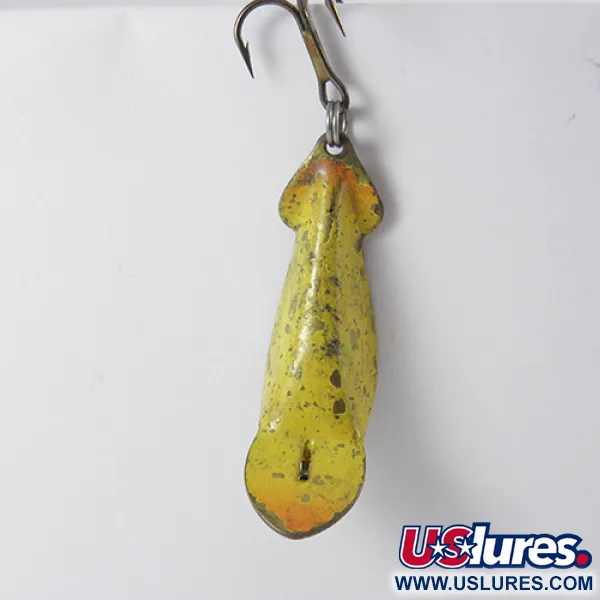 Vintage Buck Perry Spoonplug, 1/8oz Yellow / Glitter fishing spoon #2781