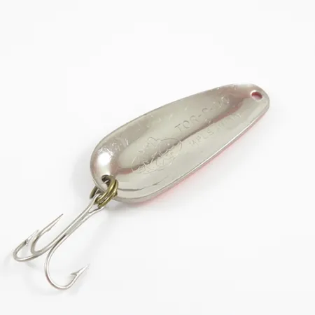 Vintage Nebco Tor-P-Do, 1/2oz Hammered Nickel / Orange fishing spoon #2784