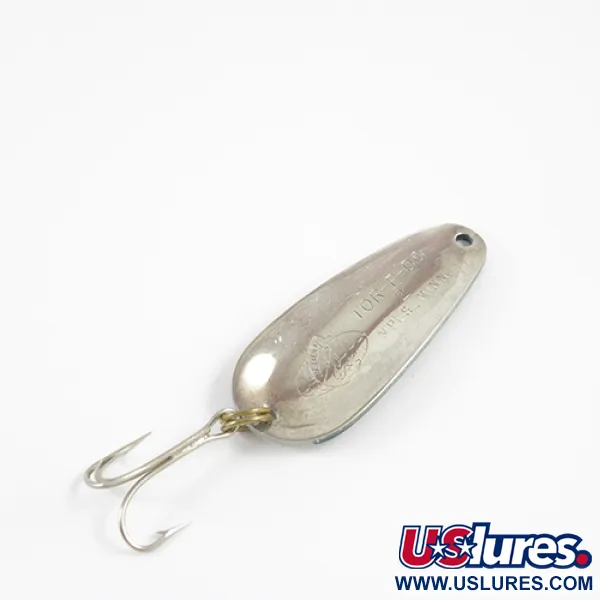 Vintage   Nebco Tor-P-Do, 1/2oz White / Green / Nickel fishing spoon #2785