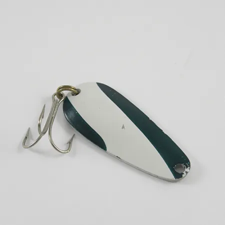 Vintage Nebco Tor-P-Do, 1/2oz White / Green / Nickel fishing spoon #2785
