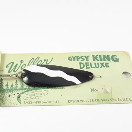 Weller Gypsy King 0, 2/5oz Black / White / Nickel fishing spoon #2800