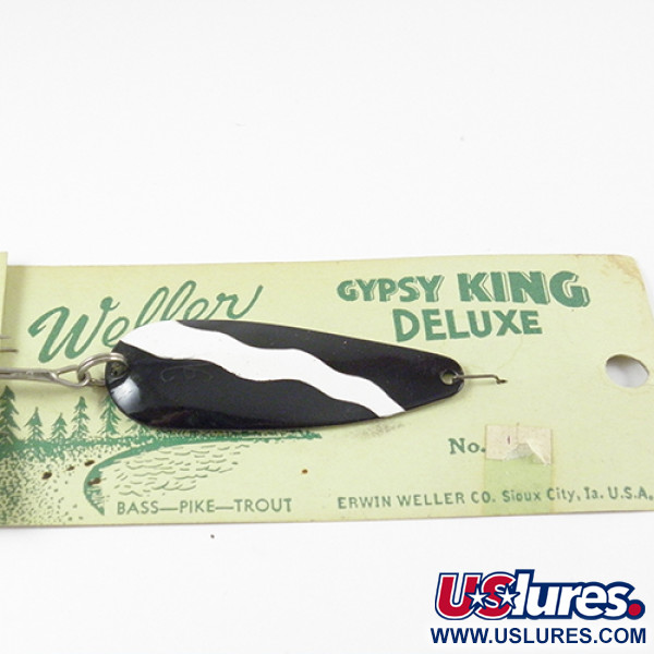  Weller Gypsy King 0, 2/5oz Black / White / Nickel fishing spoon #2800
