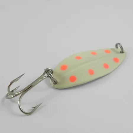 Vintage TODDCO Main liner Glow, 2/5oz Glow (White / Red / Nickel) Glow in Dark fishing spoon #2839
