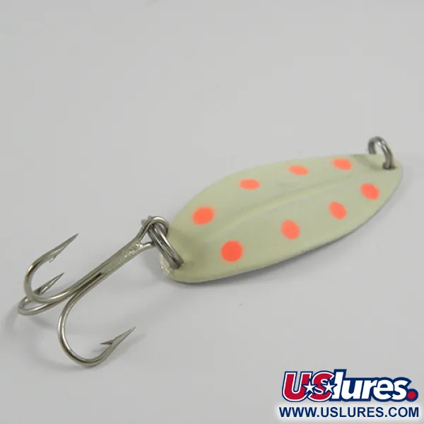 Vintage  TODDCO Main liner Glow, 2/5oz Glow (White / Red / Nickel) Glow in Dark fishing spoon #2839