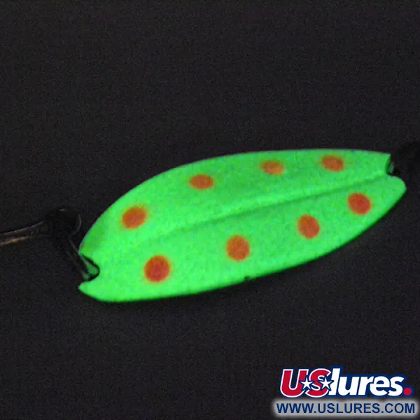 Vintage  TODDCO Main liner Glow, 2/5oz Glow (White / Red / Nickel) Glow in Dark fishing spoon #2839