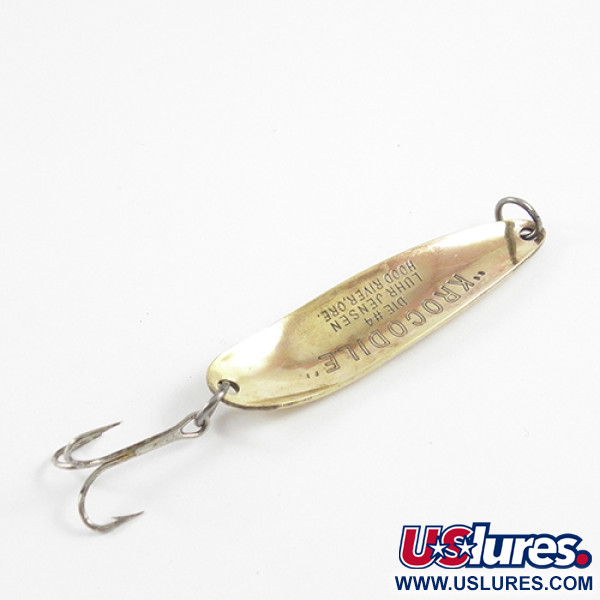 Vintage  Luhr Jensen Krocodile Die #4, 1/2oz Hammered Brass fishing spoon #2863