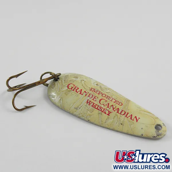 Vintage  Unknown Grande Canadian Whisky, 1/3oz Ivory / Nickel fishing spoon #2865