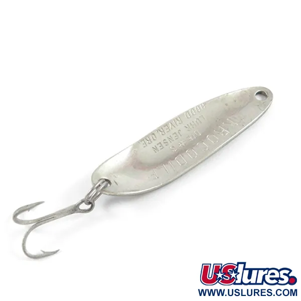 Vintage Luhr Jensen Krocodile Die #3, 1/3oz Frog (Green / Yellow / Nickel) fishing spoon #2869
