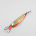 Vintage  Luhr Jensen Krocodile Die #3, 1/3oz Hammered Brass / Red fishing spoon #2870