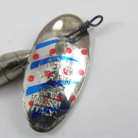Vintage Panther Martin Delux, 1/4oz Nickel / Blue / Red spinning lure #2875