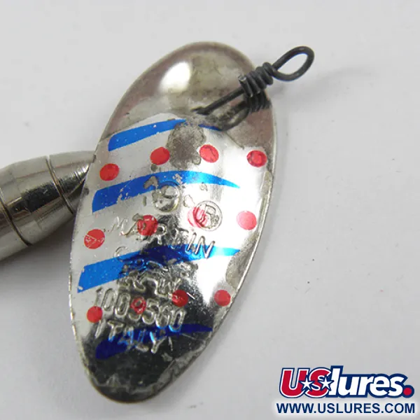 Vintage   Panther Martin Delux, 1/4oz Nickel / Blue / Red spinning lure #2875