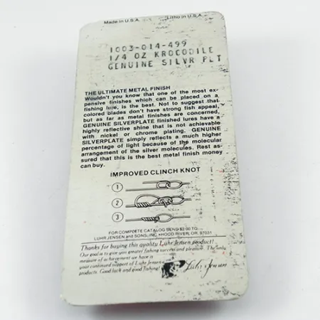 Luhr Jensen Krocodile Die #3, 1/3oz Nickel fishing spoon #2881