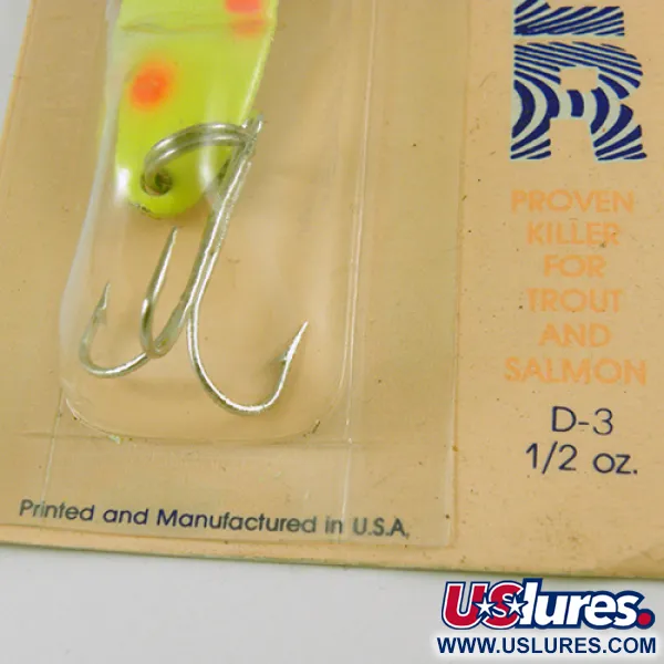 Acme Dazzler #3, 3/5oz Yellow / Red / Nickel fishing spoon #2884