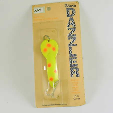 Acme Dazzler #3, 3/5oz Yellow / Red / Nickel fishing spoon #2884