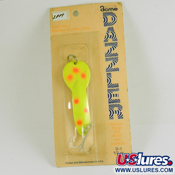  Acme Dazzler #3, 3/5oz Yellow / Red / Nickel fishing spoon #2884