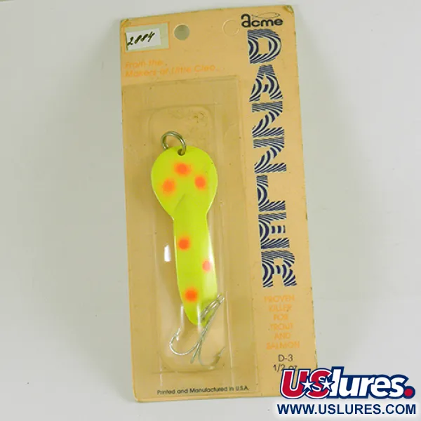 Acme Dazzler #3, 3/5oz Yellow / Red / Nickel fishing spoon #2884
