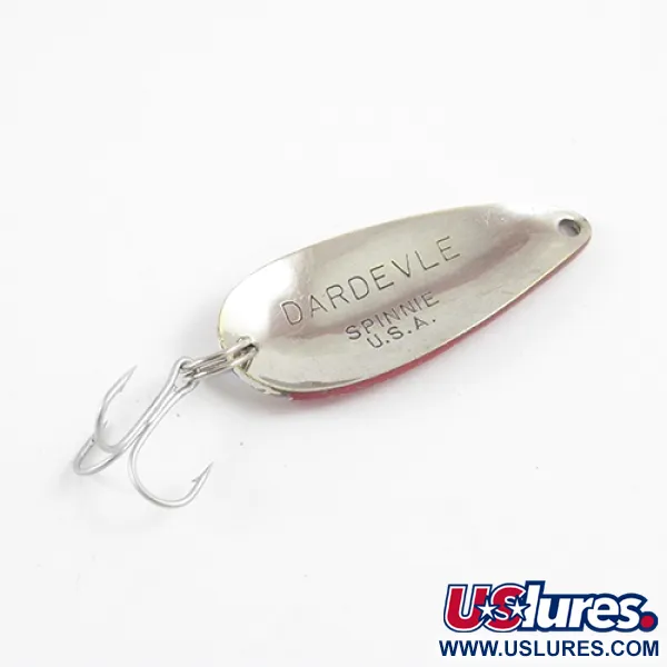 Vintage  Eppinger Dardevle Spinnie, 1/3oz Red / White / Nickel fishing spoon #2888