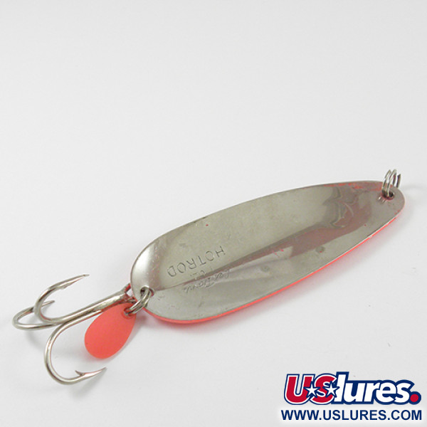 Vintage  Luhr Jensen Les Davis Hotrod, 1 1/4oz Fluorescent Pink / Nickel fishing spoon #2896