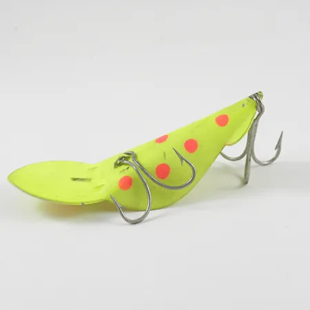Vintage Buck Perry Spoonplug, 1/2oz Fluorescent Yellow / Red fishing spoon #2900