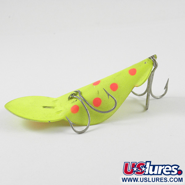 Vintage Buck Perry Spoonplug, 1/2oz Fluorescent Yellow / Red fishing spoon  #2900