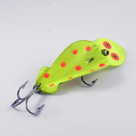 Vintage Buck Perry Spoonplug, 1/2oz Fluorescent Yellow / Red fishing spoon #2900